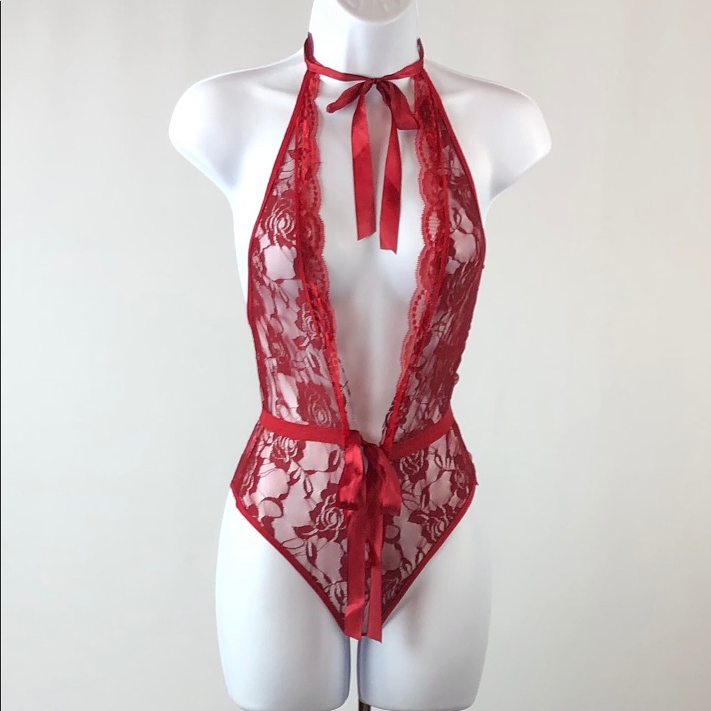 Women’s Sexy Burgundy Teddy Lingerie - Picture 2 of 5